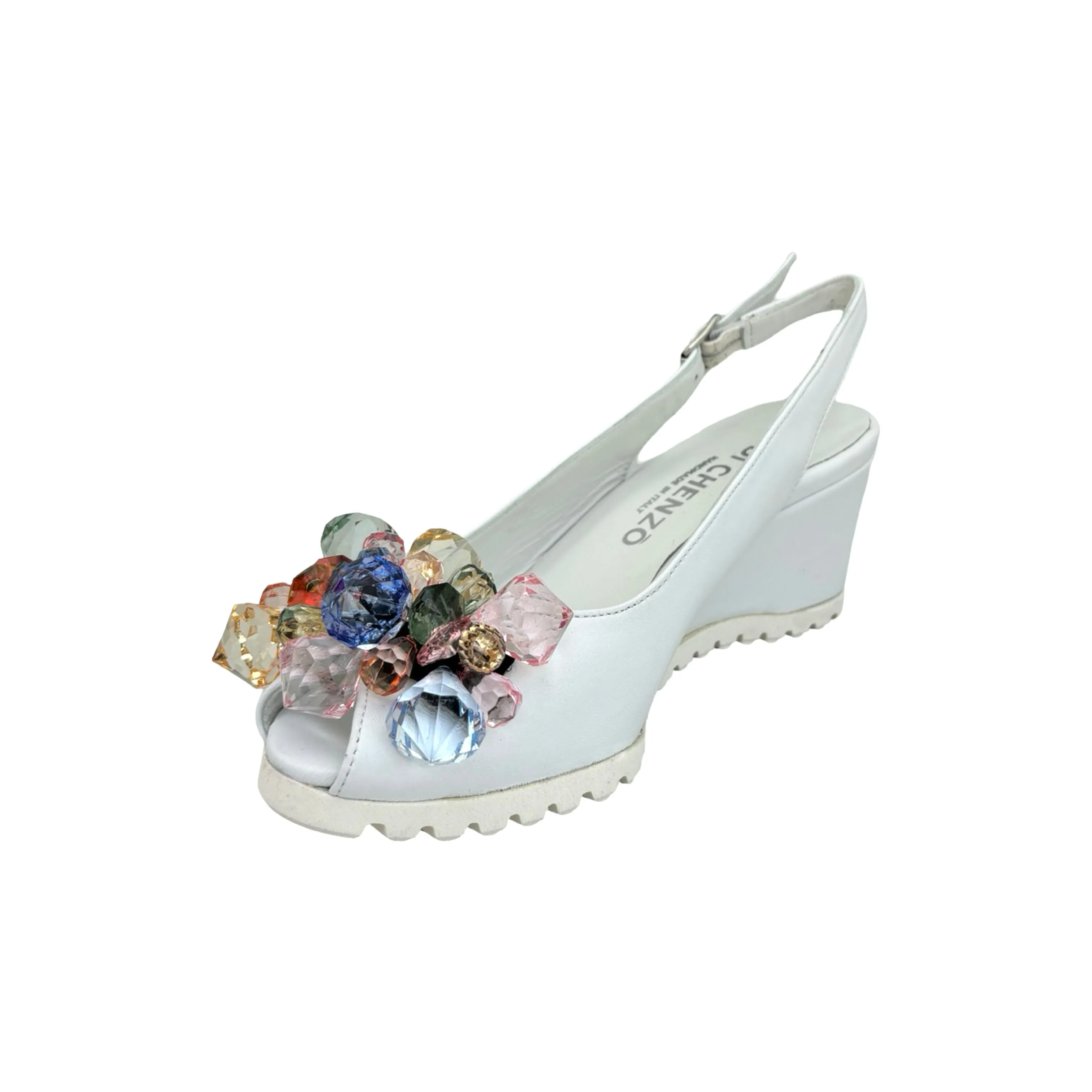 11025 White/Jewel Wedge Sandal