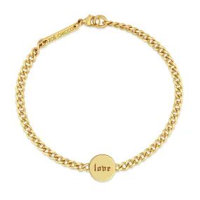 14k love & xoxo Double-Sided Disc Curb Chain Bracelet