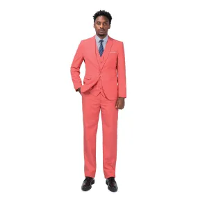 3-Piece Slim Fit One Button Fashion Rose Red Suit