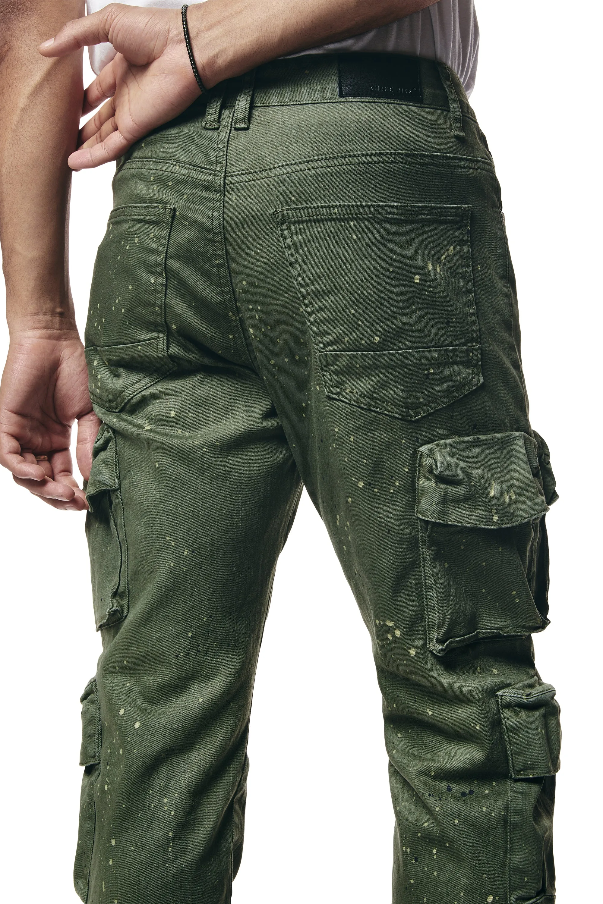 Airbrushed & Heavy Splattered Twill Pants - Vintage Army