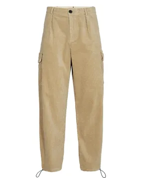 AKJAN CORD PLEAT CARGO PANTS - Incense