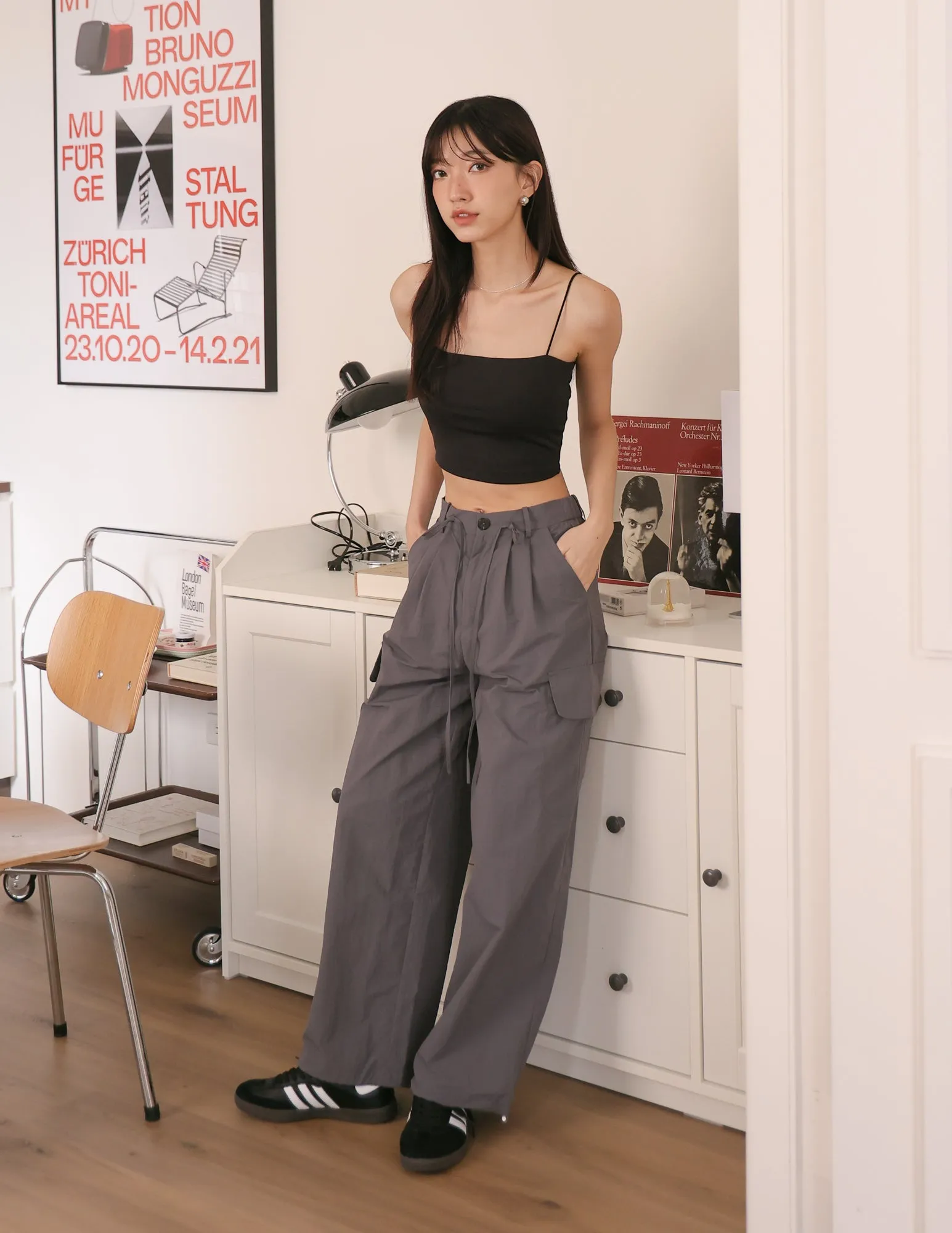 Alexa Cargo Pants in Dark Grey