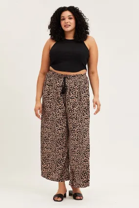 Animal Print High Rise Wide Leg Pants