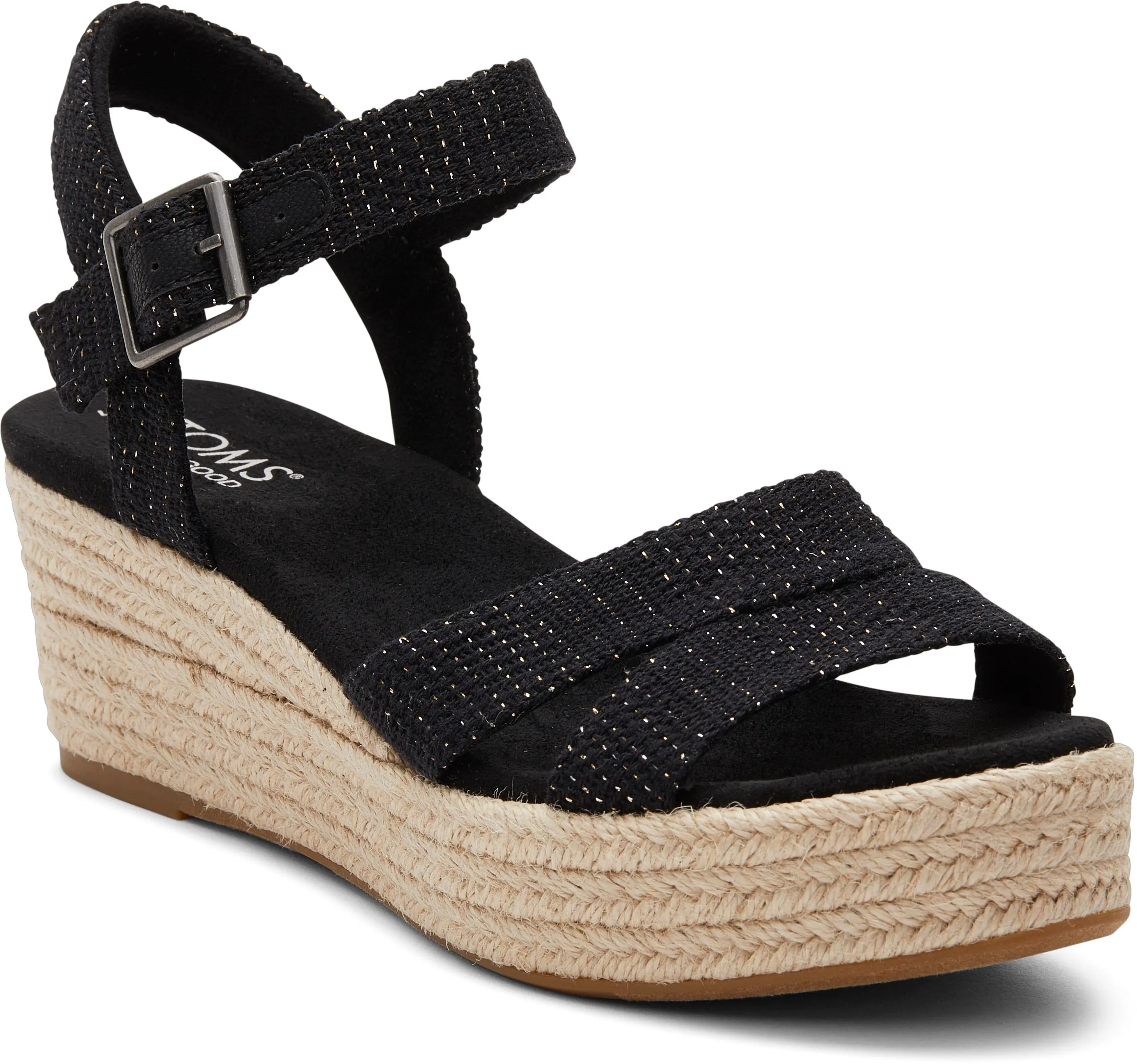 Audrey Espadrille Sandal - Black Metallic Linen Stripe