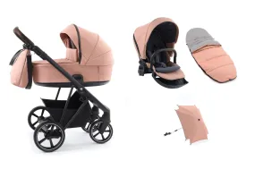 BabyStyle Prestige Vogue Pushchair - Coral / Black Frame / Brown Leather