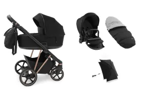 BabyStyle Prestige Vogue Pushchair - Ebony/ Gold Frame / Black Leather