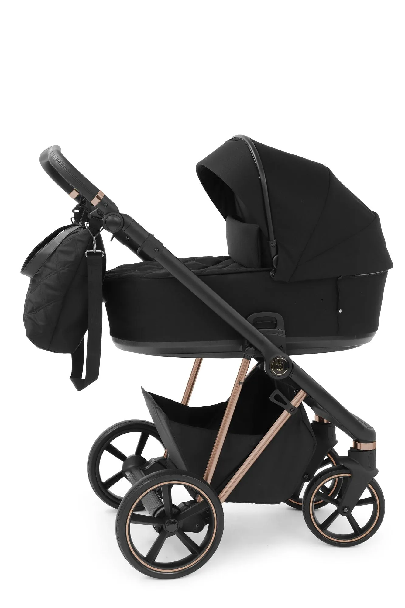 BabyStyle Prestige Vogue Pushchair - Ebony/ Gold Frame / Black Leather