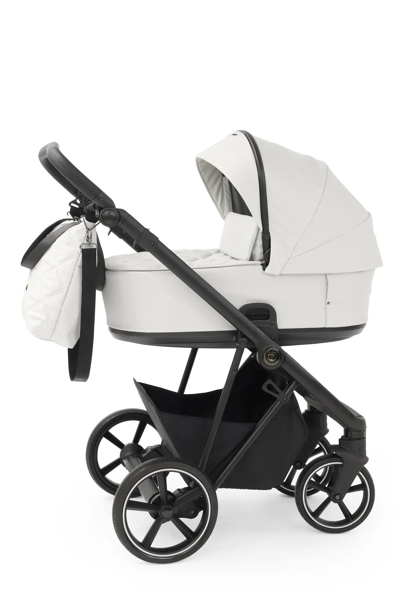 BabyStyle Prestige Vogue Pushchair - Ivory / Black Frame / Black Leather