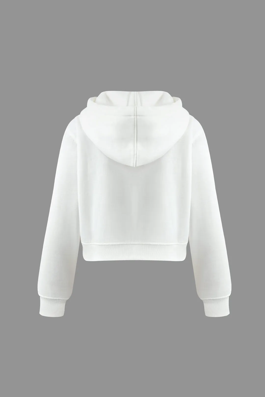 Basic Solid Long Sleeve Drawstring Pocket Hoodie