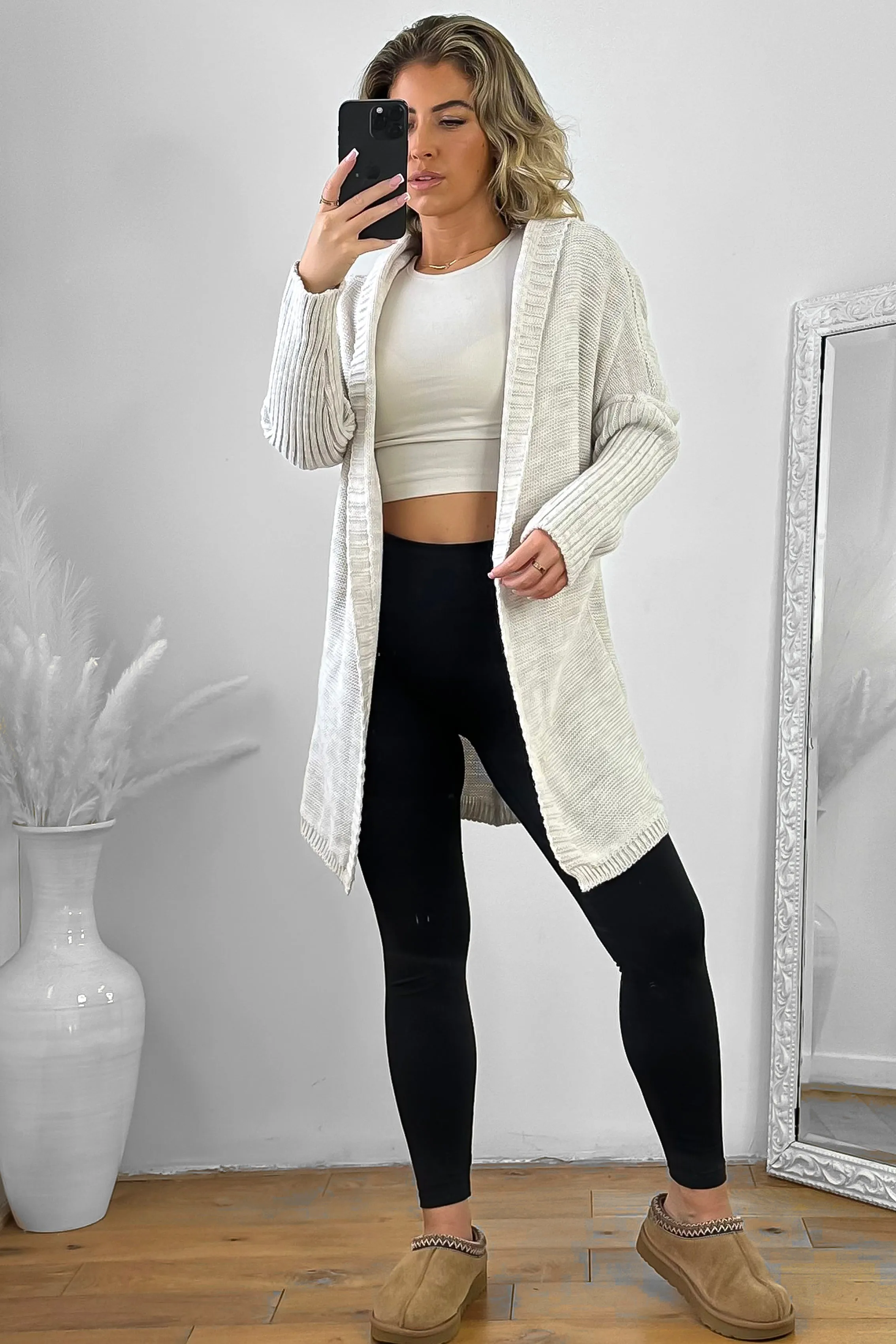 Batwing Sleeves Open Front Hooded Cardigan