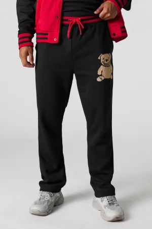 Bear Embroidered Fleece Varsity Sweatpant