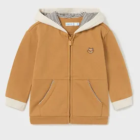 Beige Fox Graphic Zip Up Hoodie