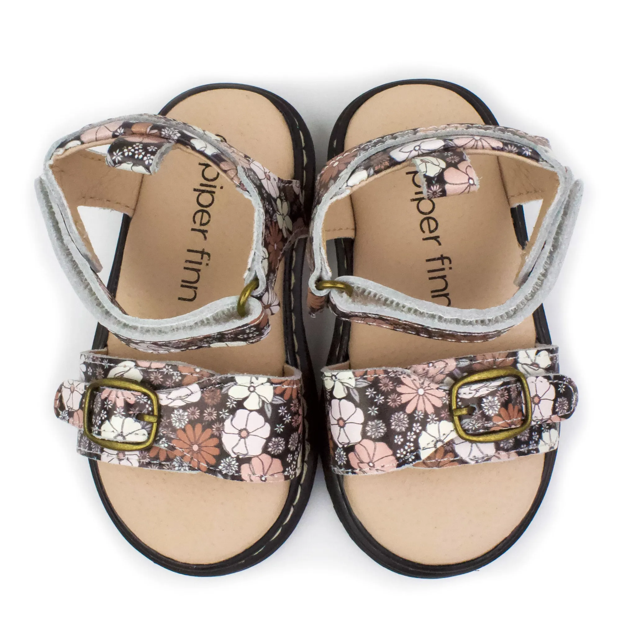 Black Floral - Lug Sole Sandal