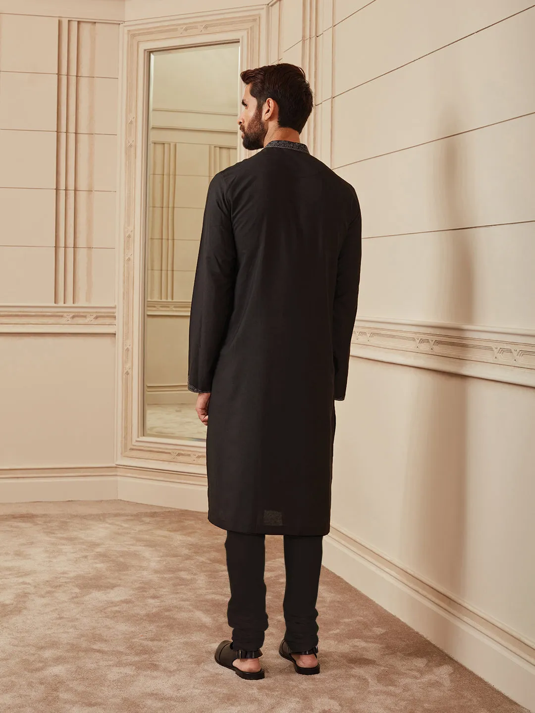 Black Silk Kurta Set