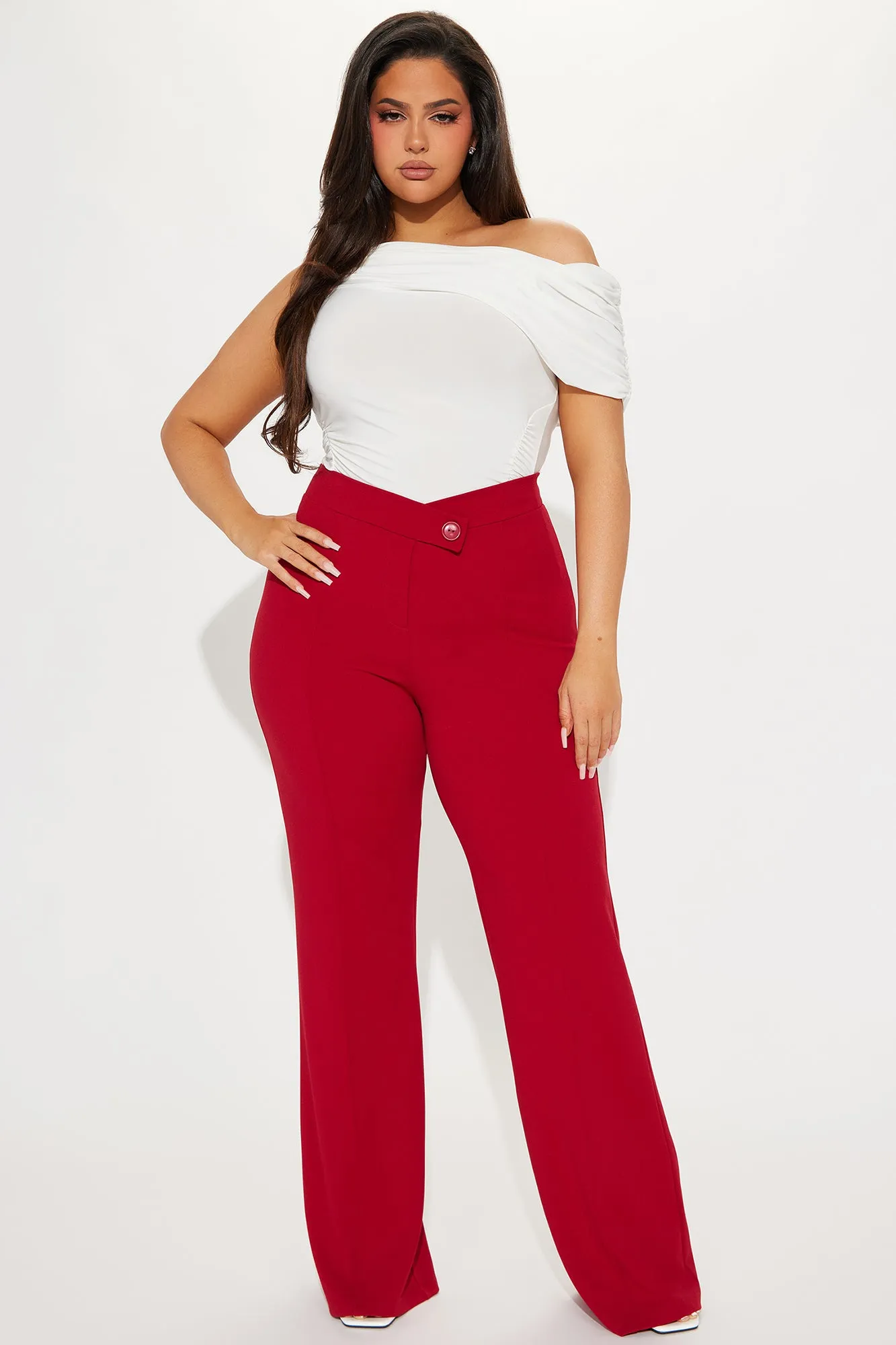 Call It Even Wide Leg Dress Pants - Red