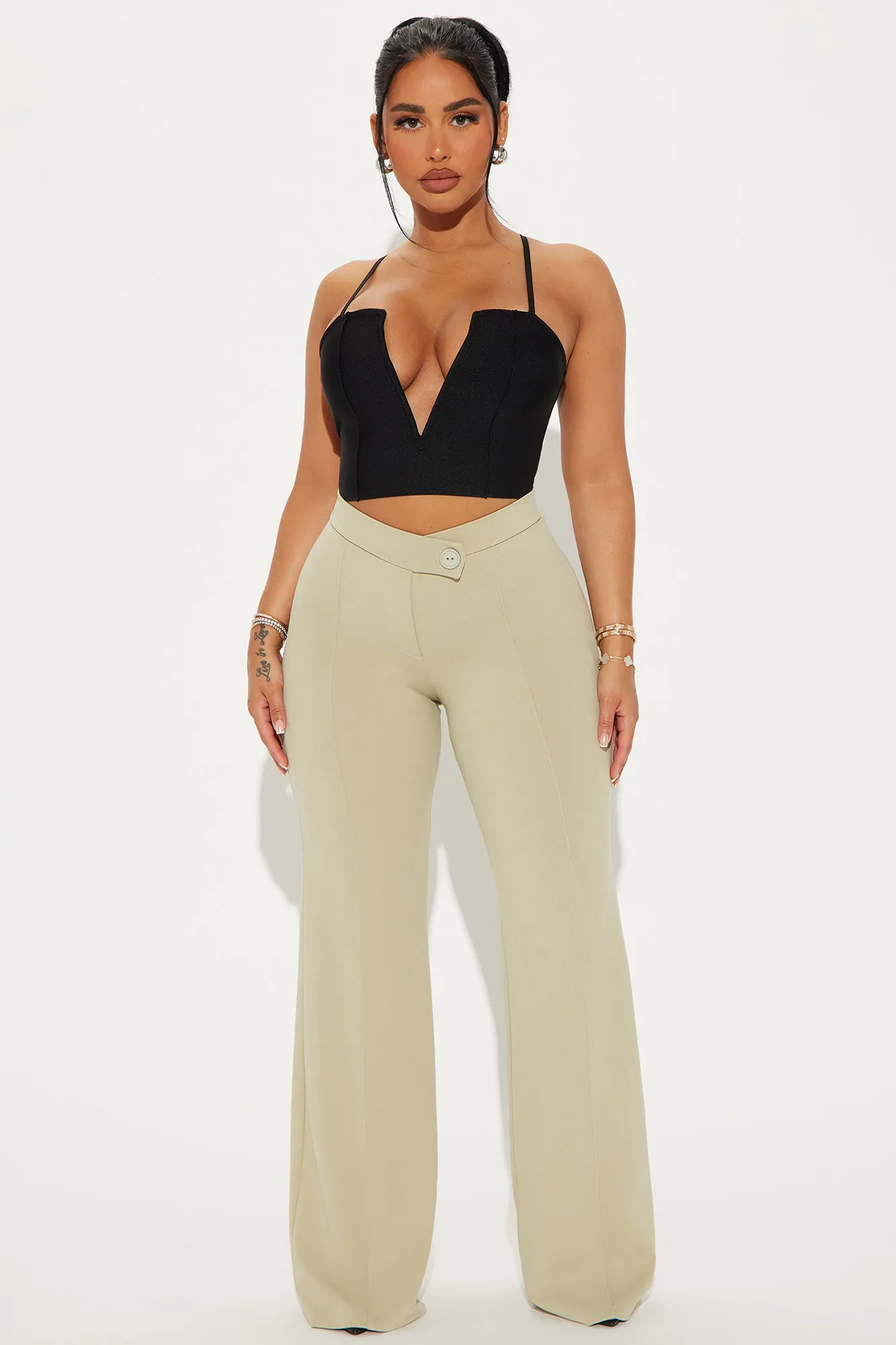 Call It Even Wide Leg Dress Pants - Sage