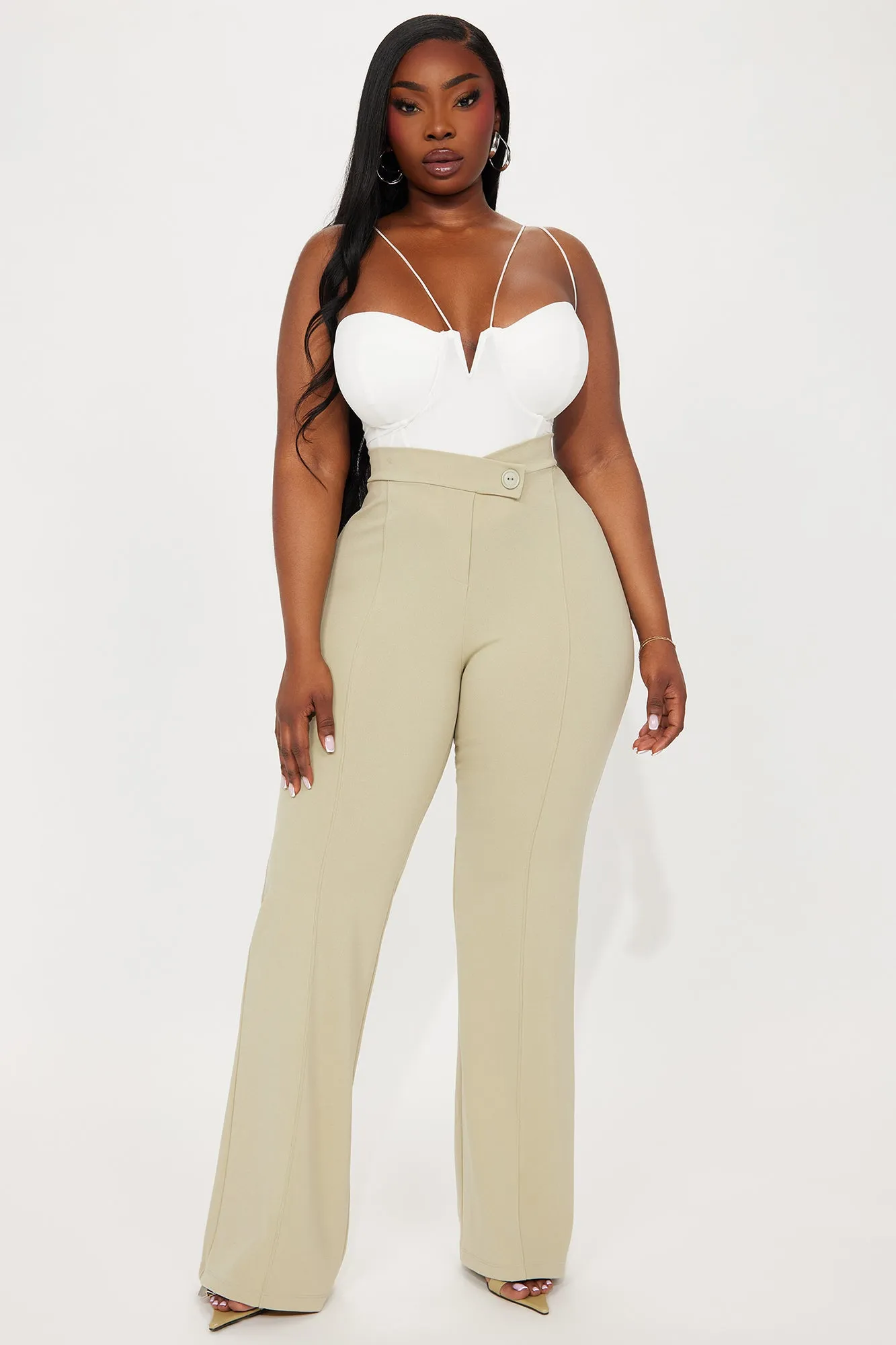 Call It Even Wide Leg Dress Pants - Sage