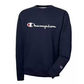 Champion Men Graphic Powerblend Fleece Crew Neck Sweater (Navy)