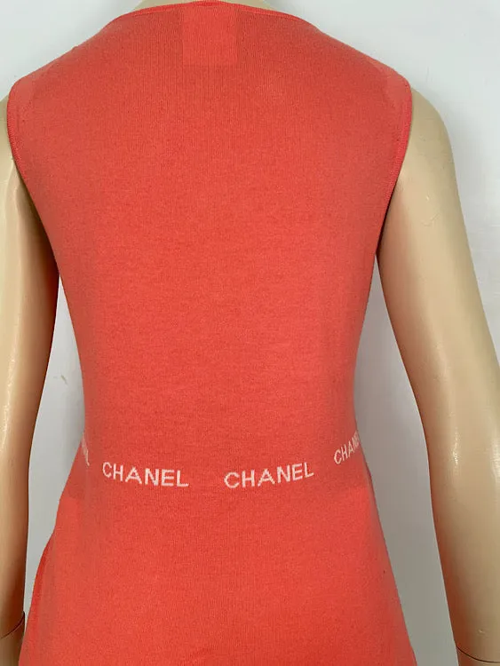 Chanel 04P, 2004 Spring Salmon/Orange Sleeveless sweater “Chanel 8 times in design FR 42 US 8