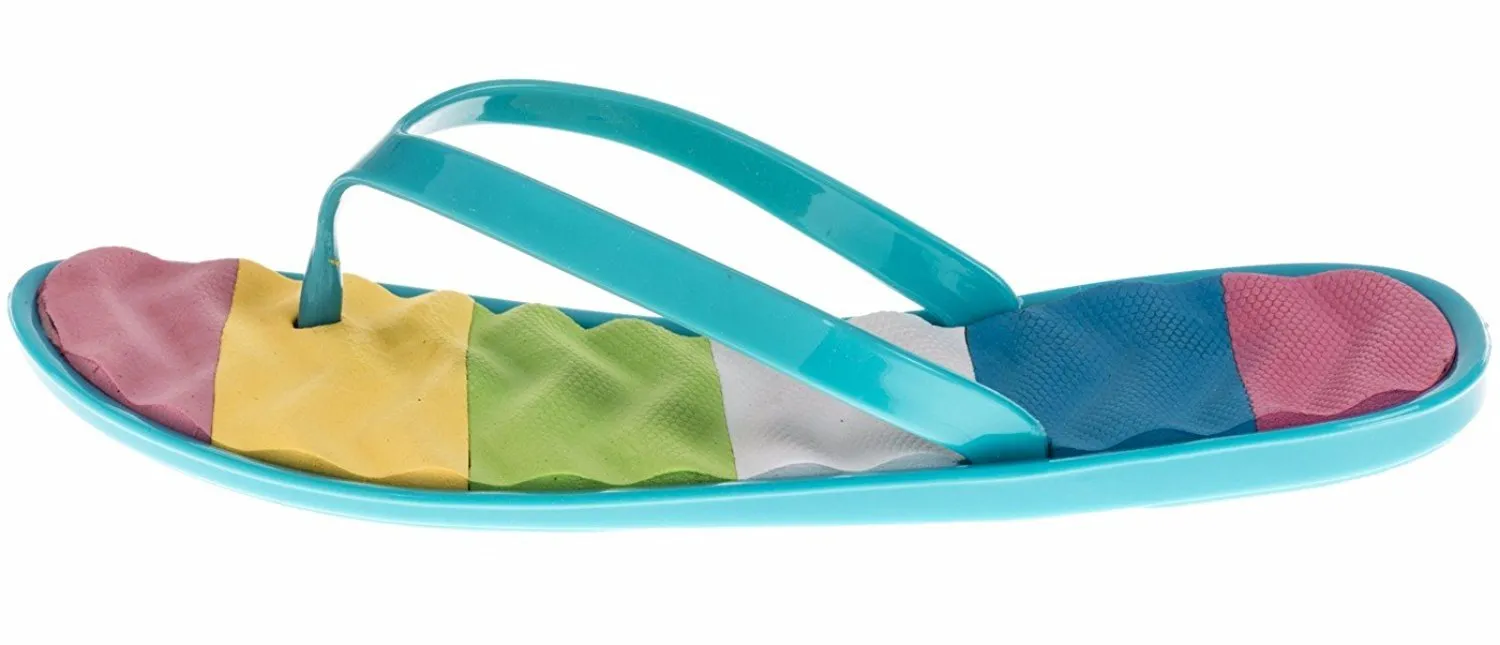 Chatties Girls Jelly Flip Flops - Turquoise, Size 10/11 (More Colors and Sizes Available)