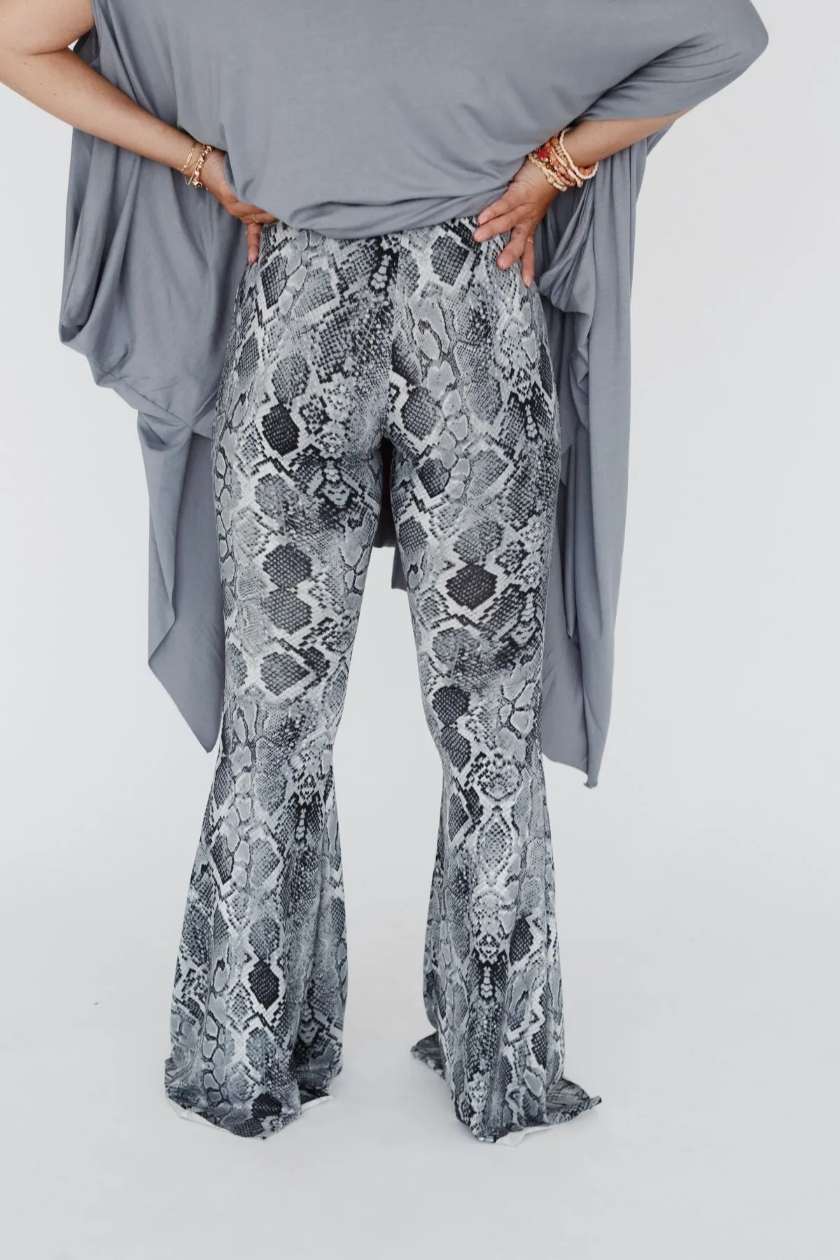 Cher Snake Flare Pants - Gray