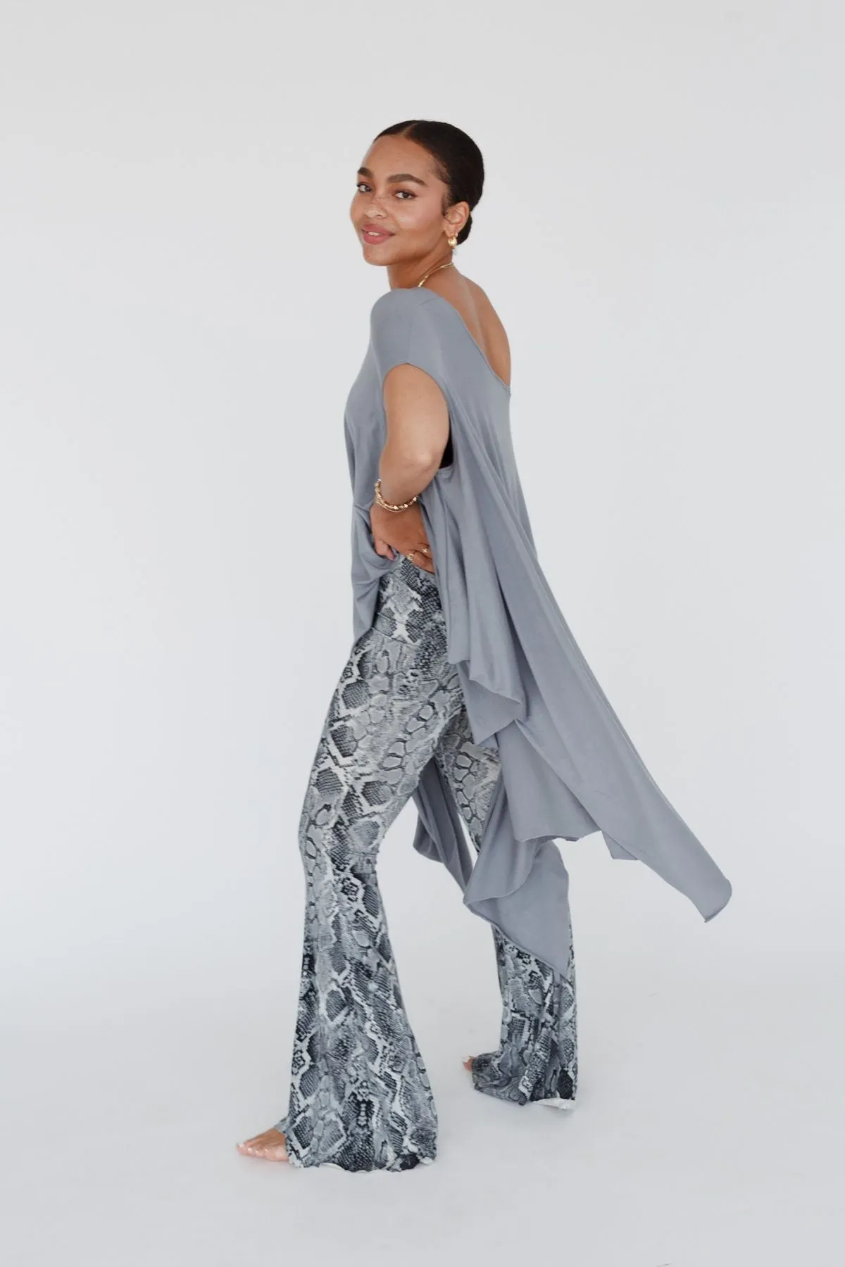 Cher Snake Flare Pants - Gray