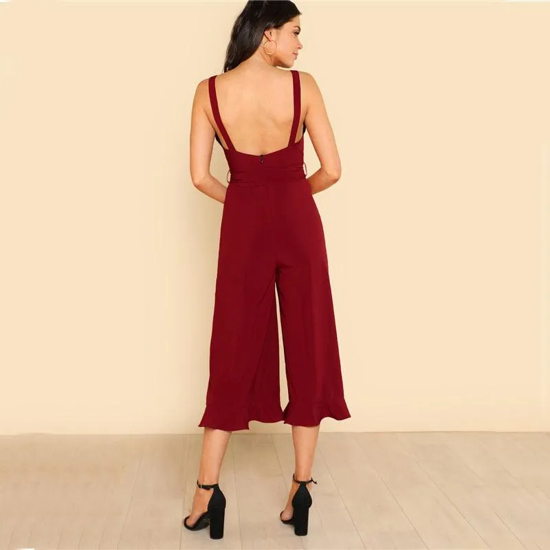 CHIC ANKLE RUFFLE JUMPSUIT