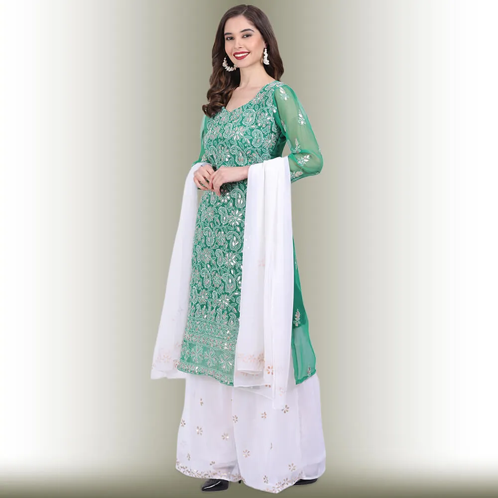 Chikankari And Gota Patti Palazzo Suit