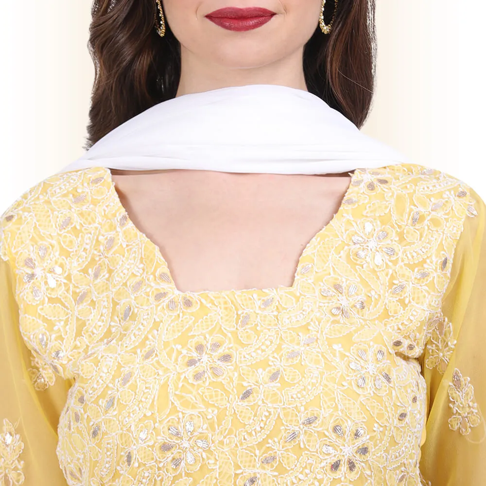 Chikankari And Gota Patti Palazzo Suit