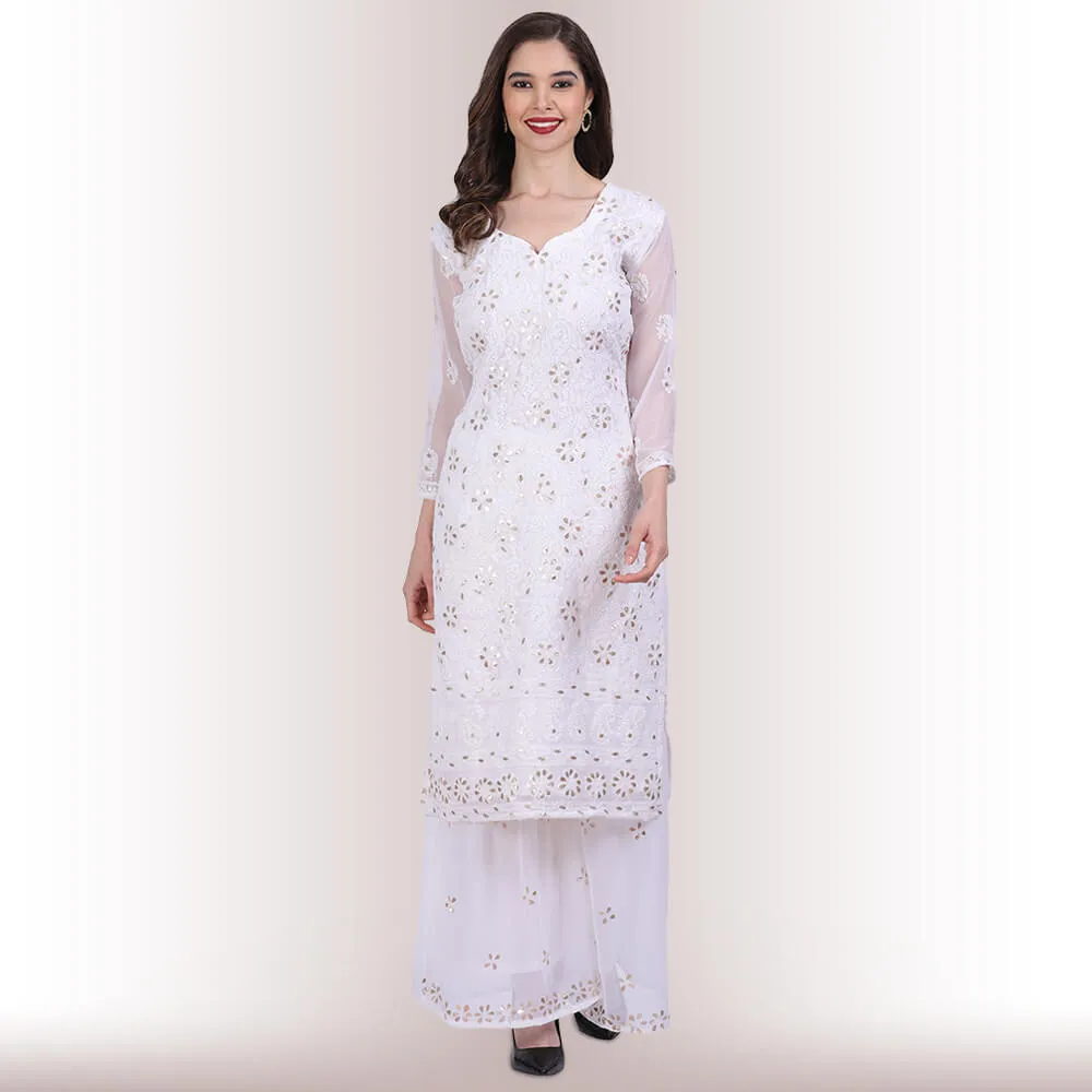 Chikankari And Gota Patti Palazzo Suit