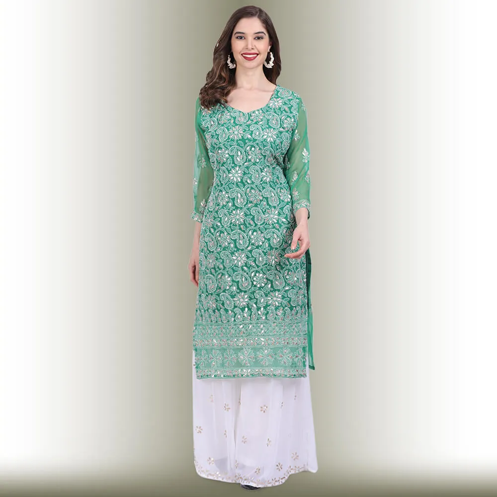 Chikankari And Gota Patti Palazzo Suit