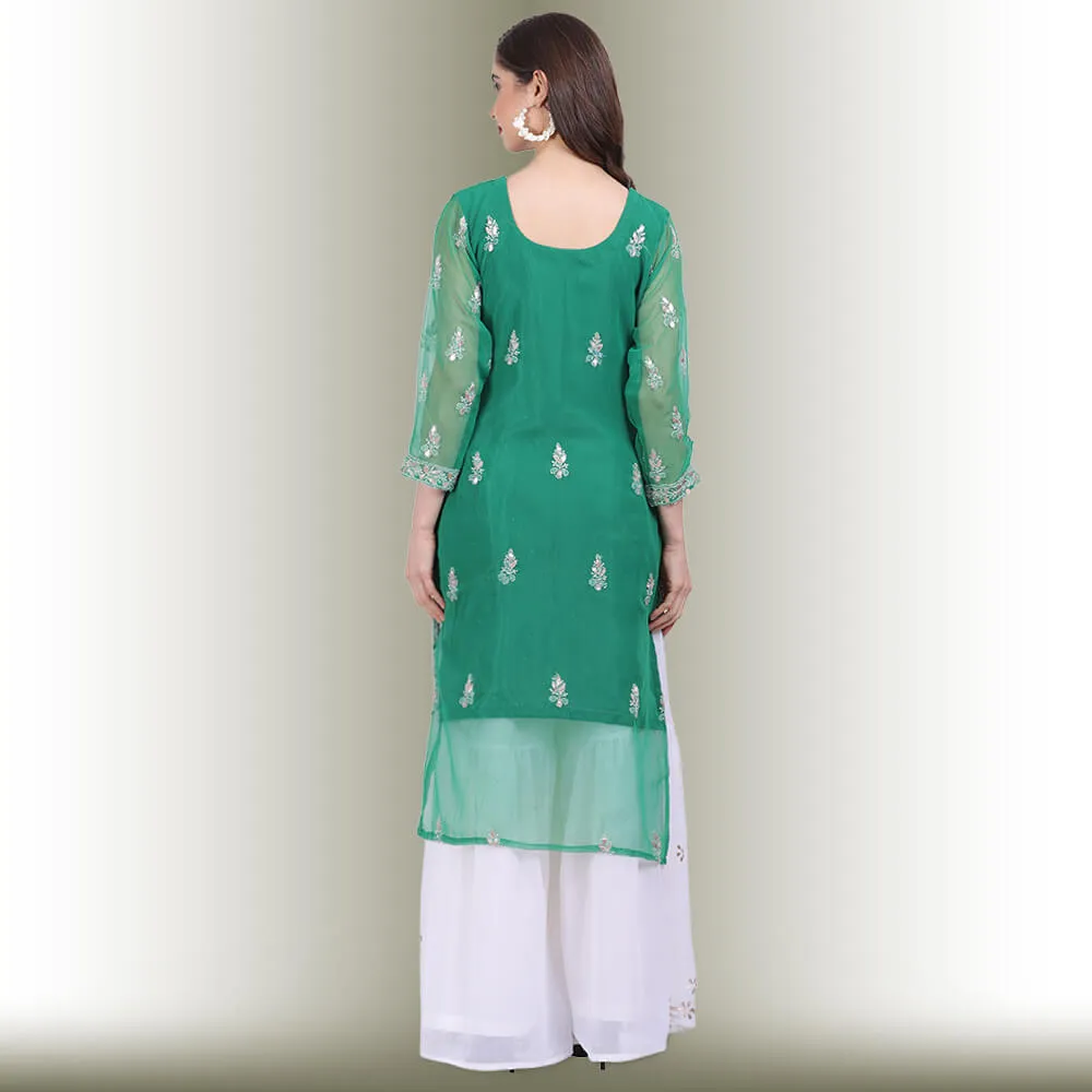 Chikankari And Gota Patti Palazzo Suit