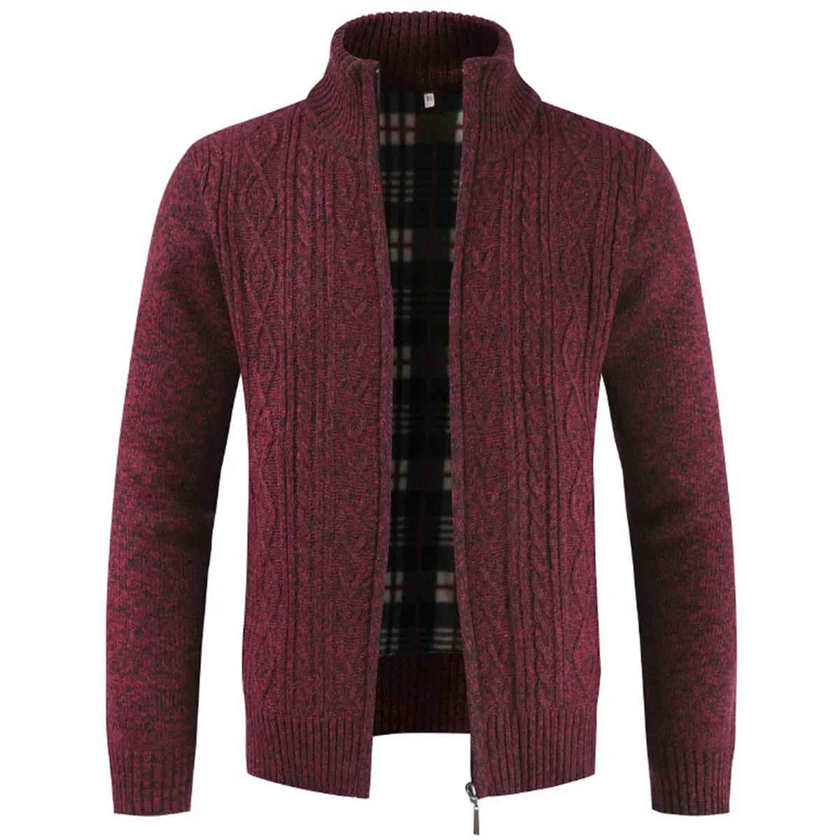 Classic Zip Closure Cardigan Red