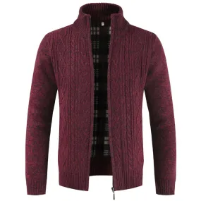 Classic Zip Closure Cardigan Red