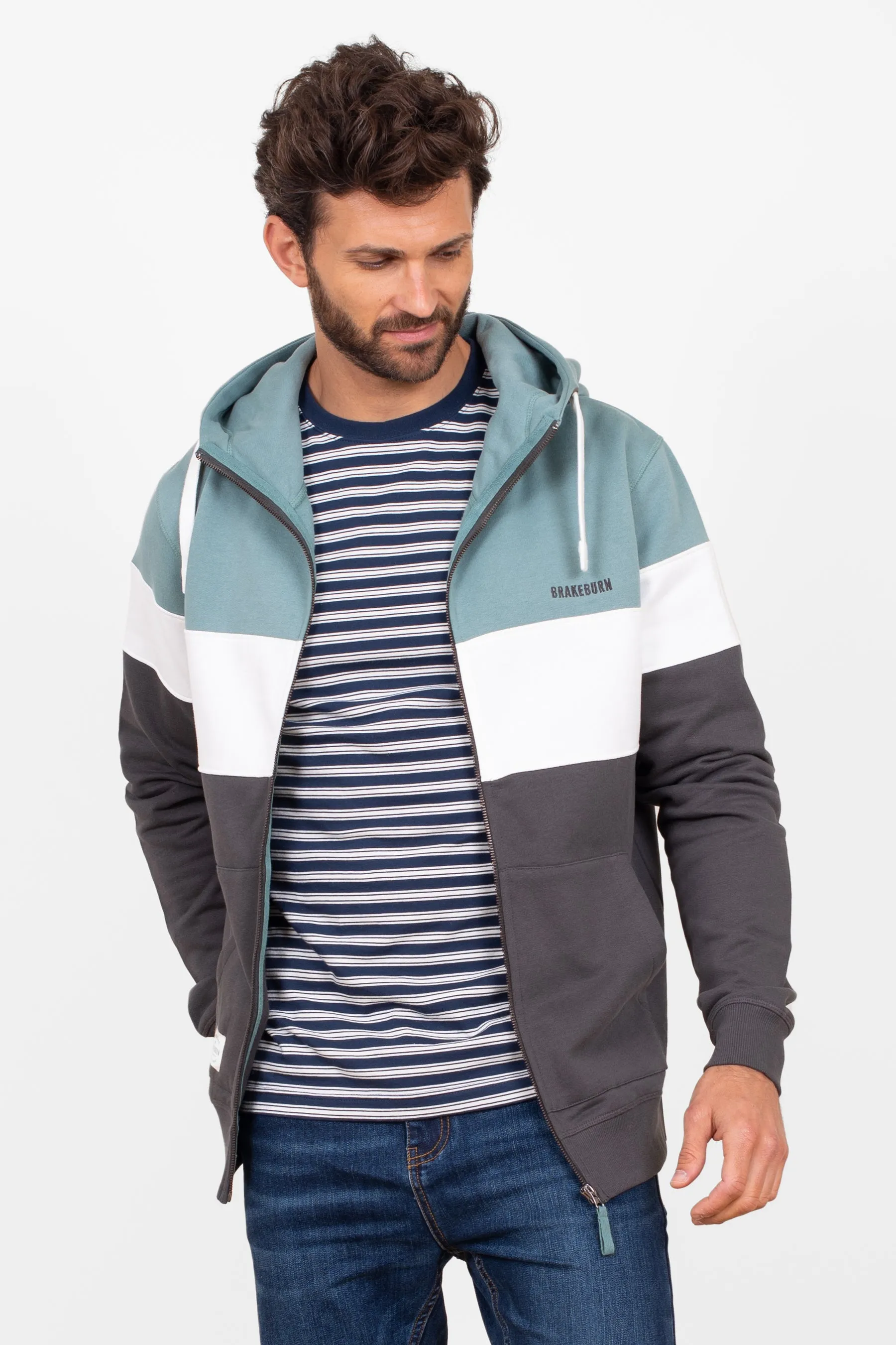 Colour Block Zip Thru Hoody