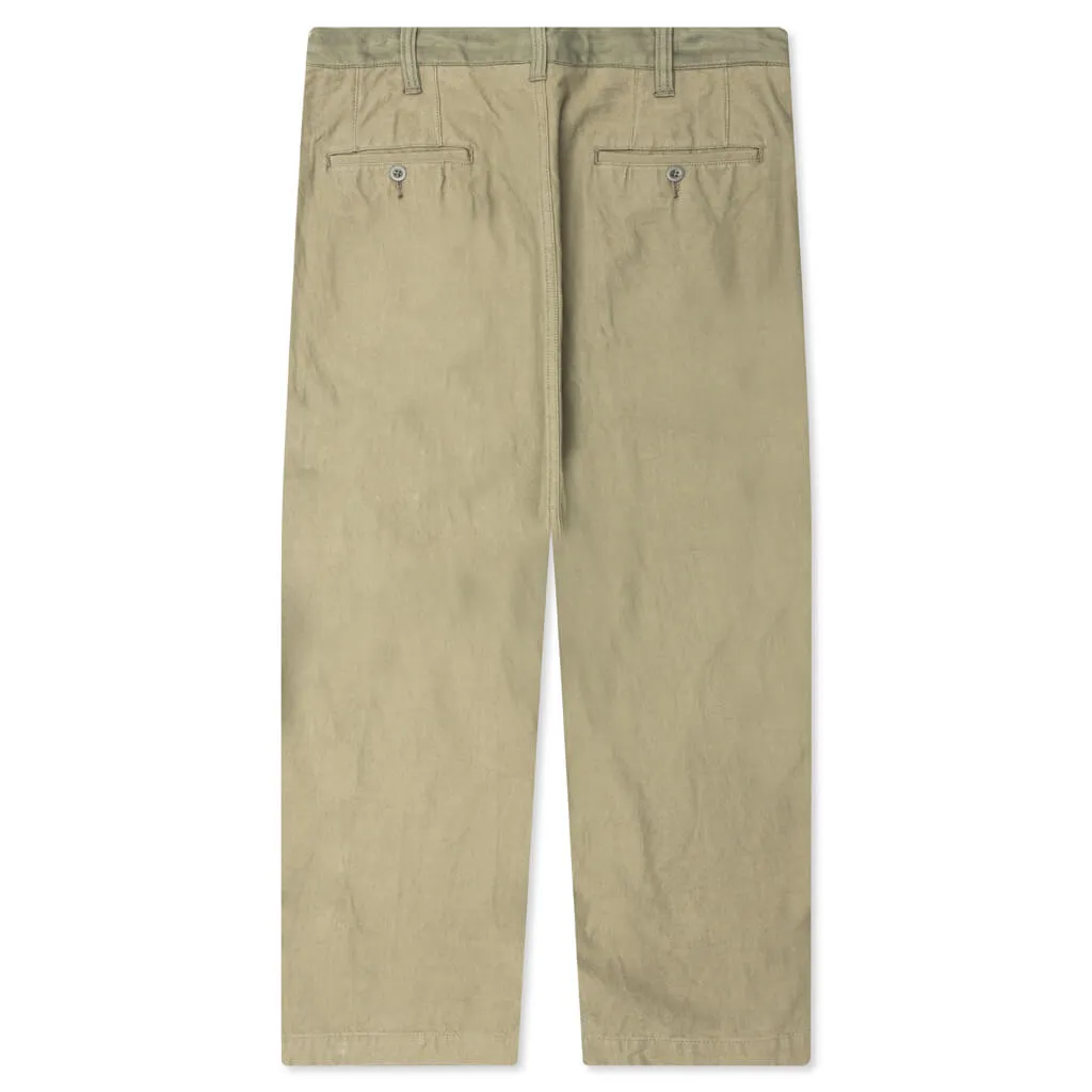 Contrast Cotton Pants - Khaki