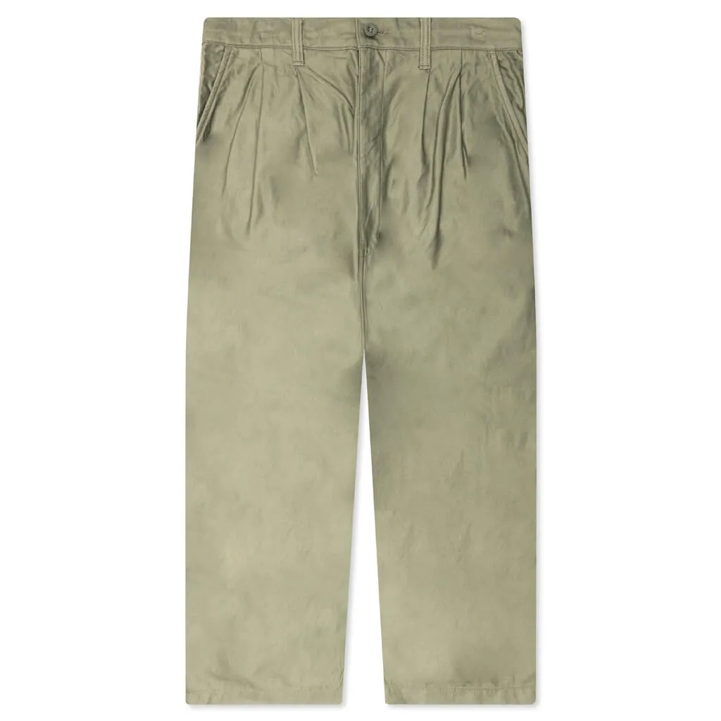 Contrast Cotton Pants - Khaki