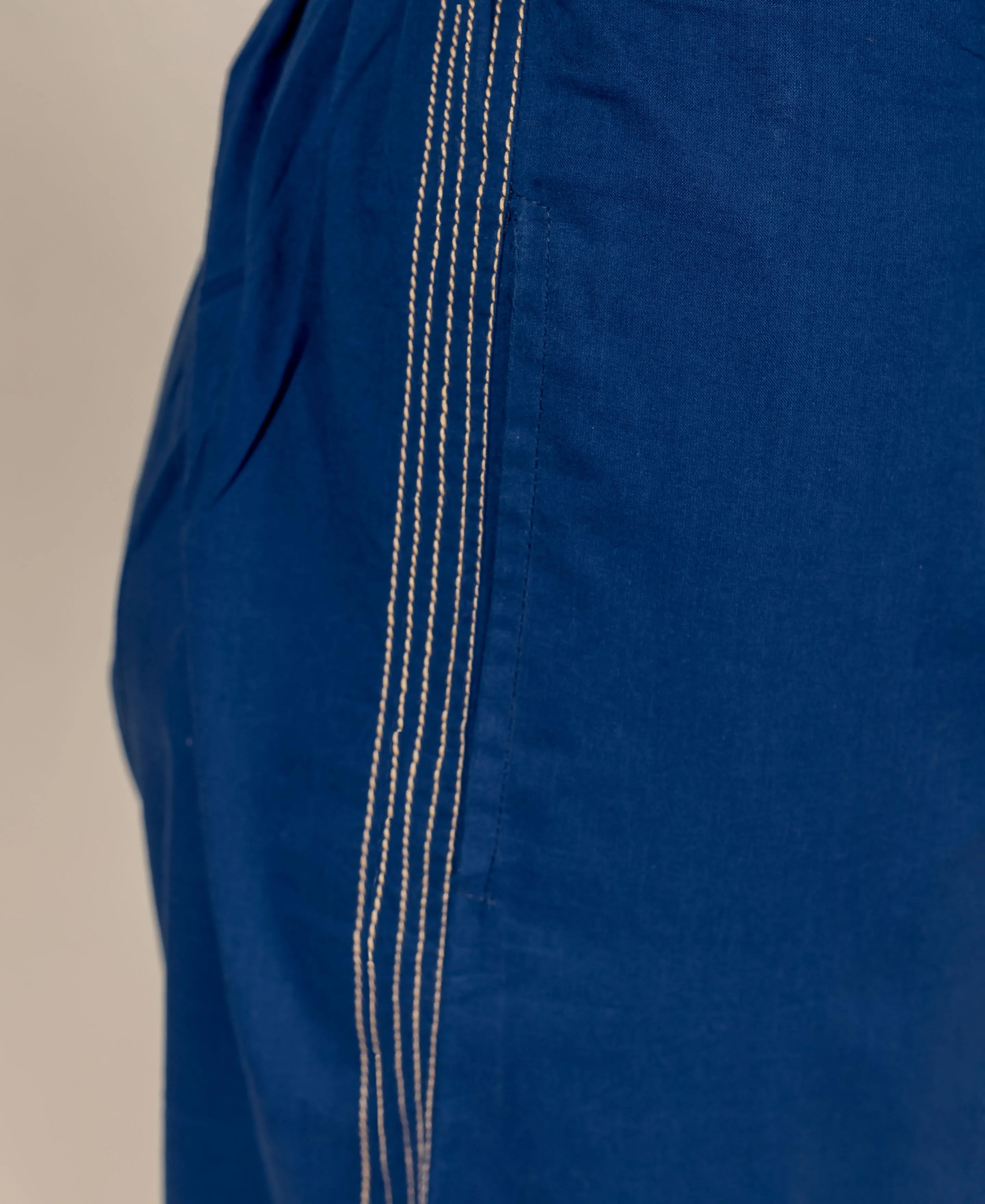 Cotton Indigo Embroidered Palazzo Pants