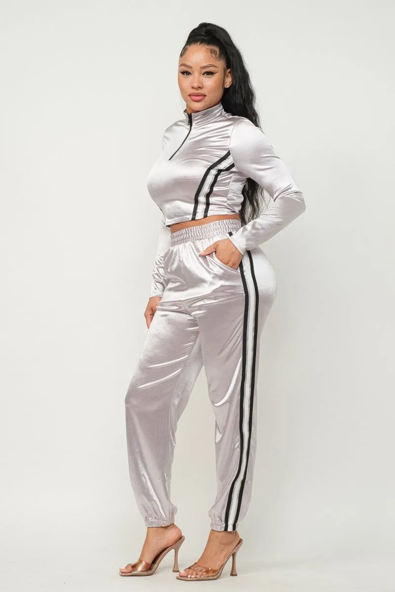 Cropped Jacket & Jogger Pants Set