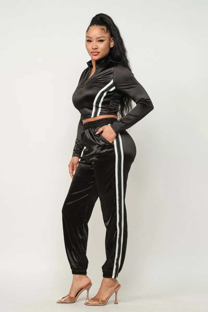 Cropped Jacket & Jogger Pants Set