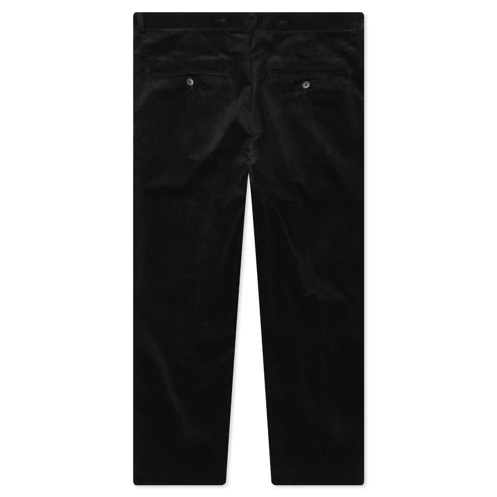 Double Pleated Corduroy Trousers - Black