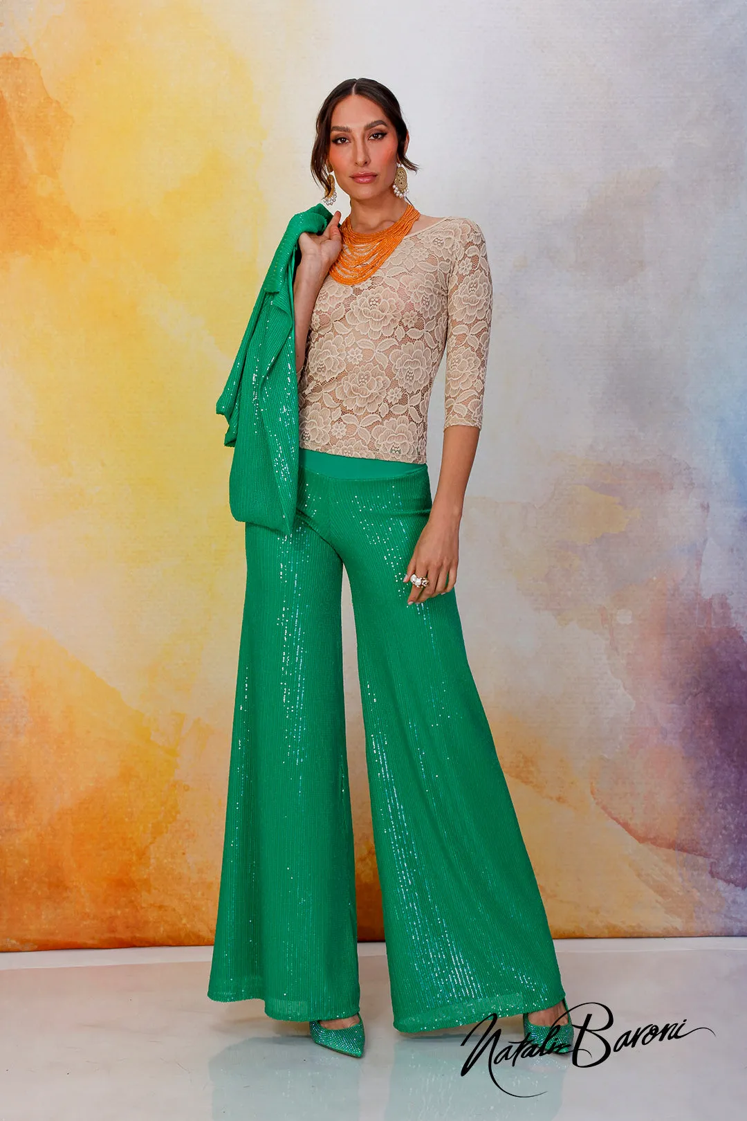 Emerald Green Palazzo Pant - La Scala