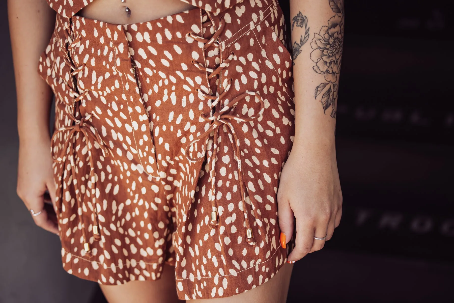 Free People Bennett Fawn Combo Shorts