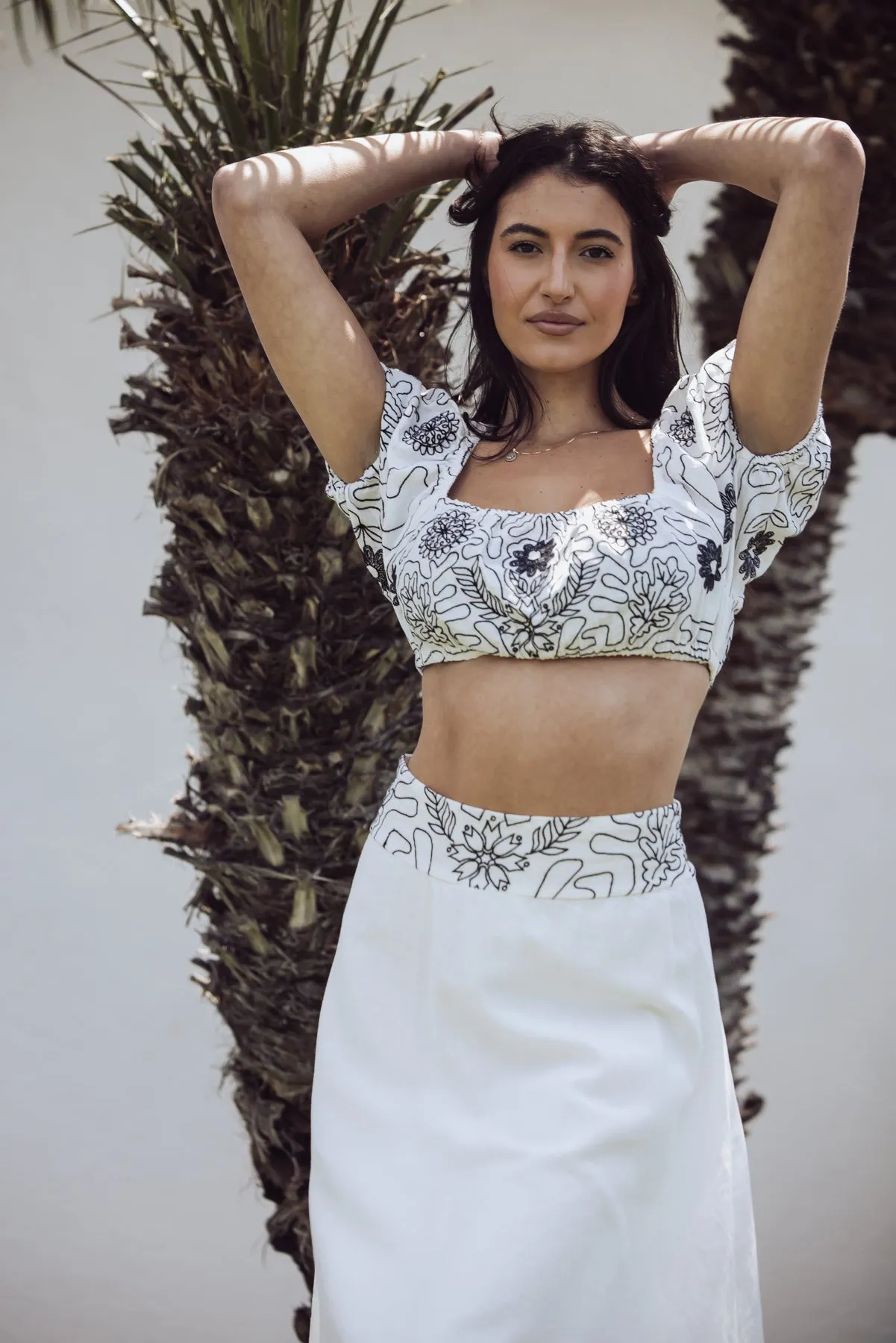 Free People Lotus Embellished Crop Top - White