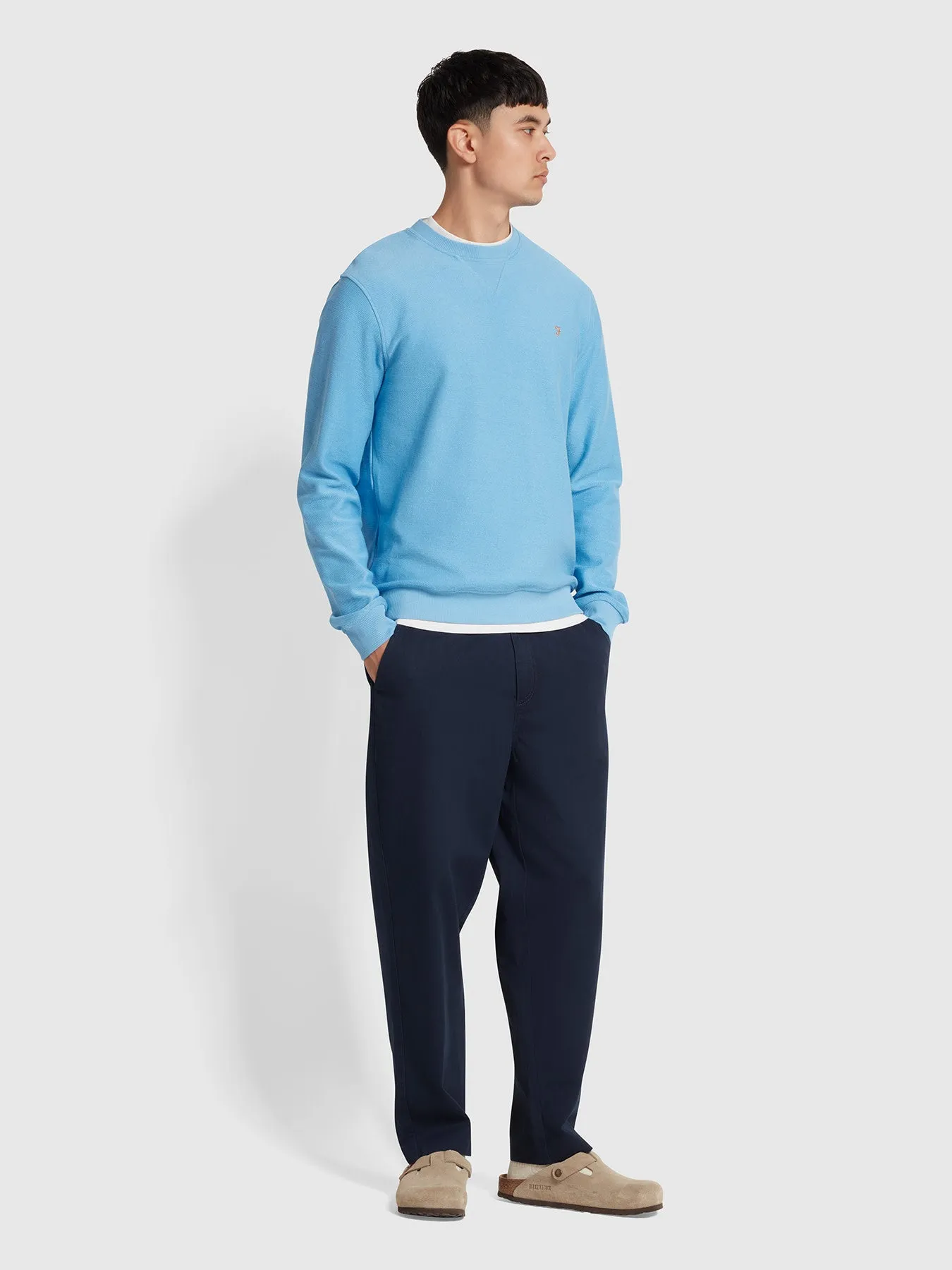 Galli Twill Crew Neck Sweatshirt In Arctic Blue