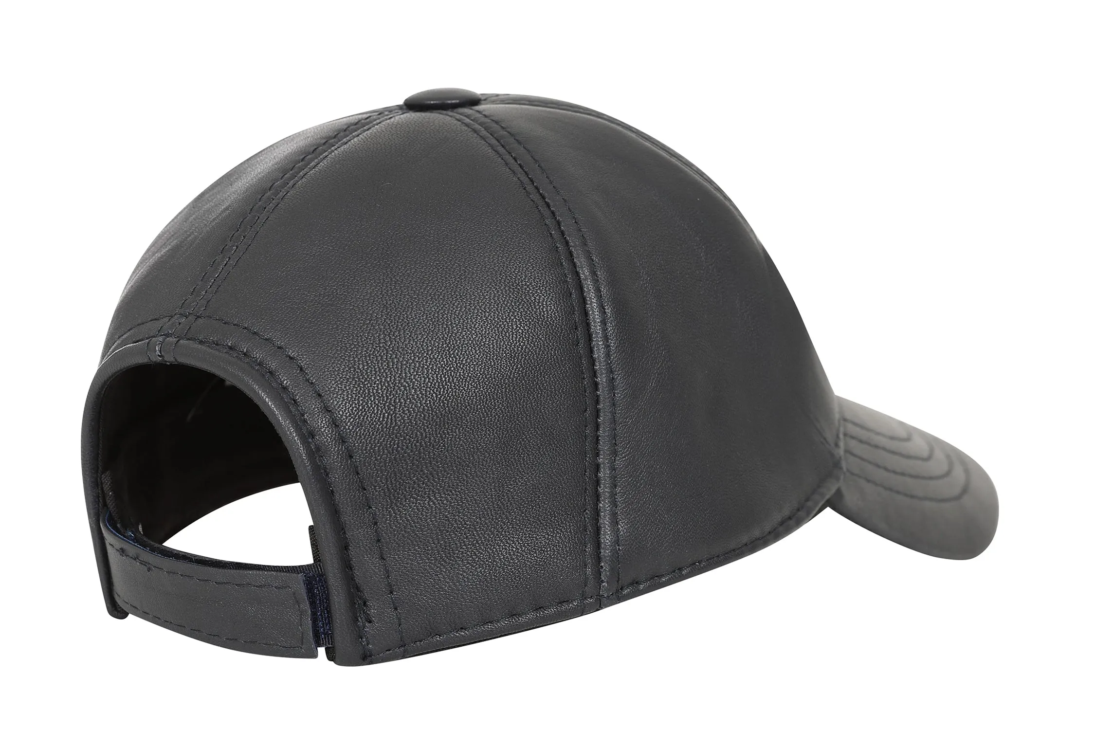 Genuine Blue Grey Leather Baseball Cap Curved Peak