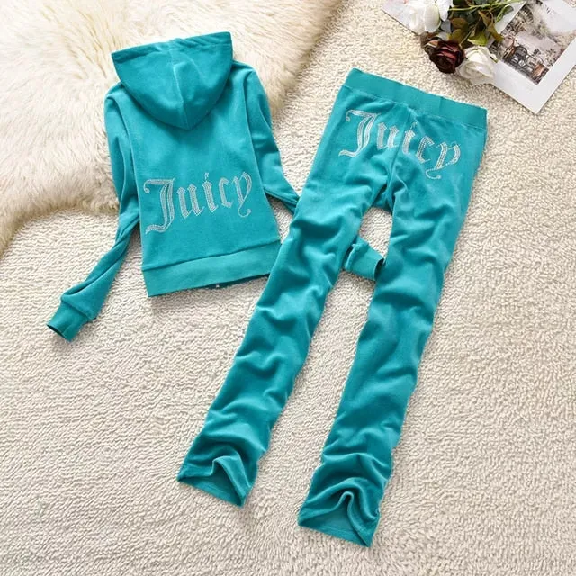 Getadme Juicy Tracksuit Set Womens Velour Tracksuit Y2k Juicy Suit Women Velvet Juicy Corture juicy sewing set Diamonds Juicy shorts Set