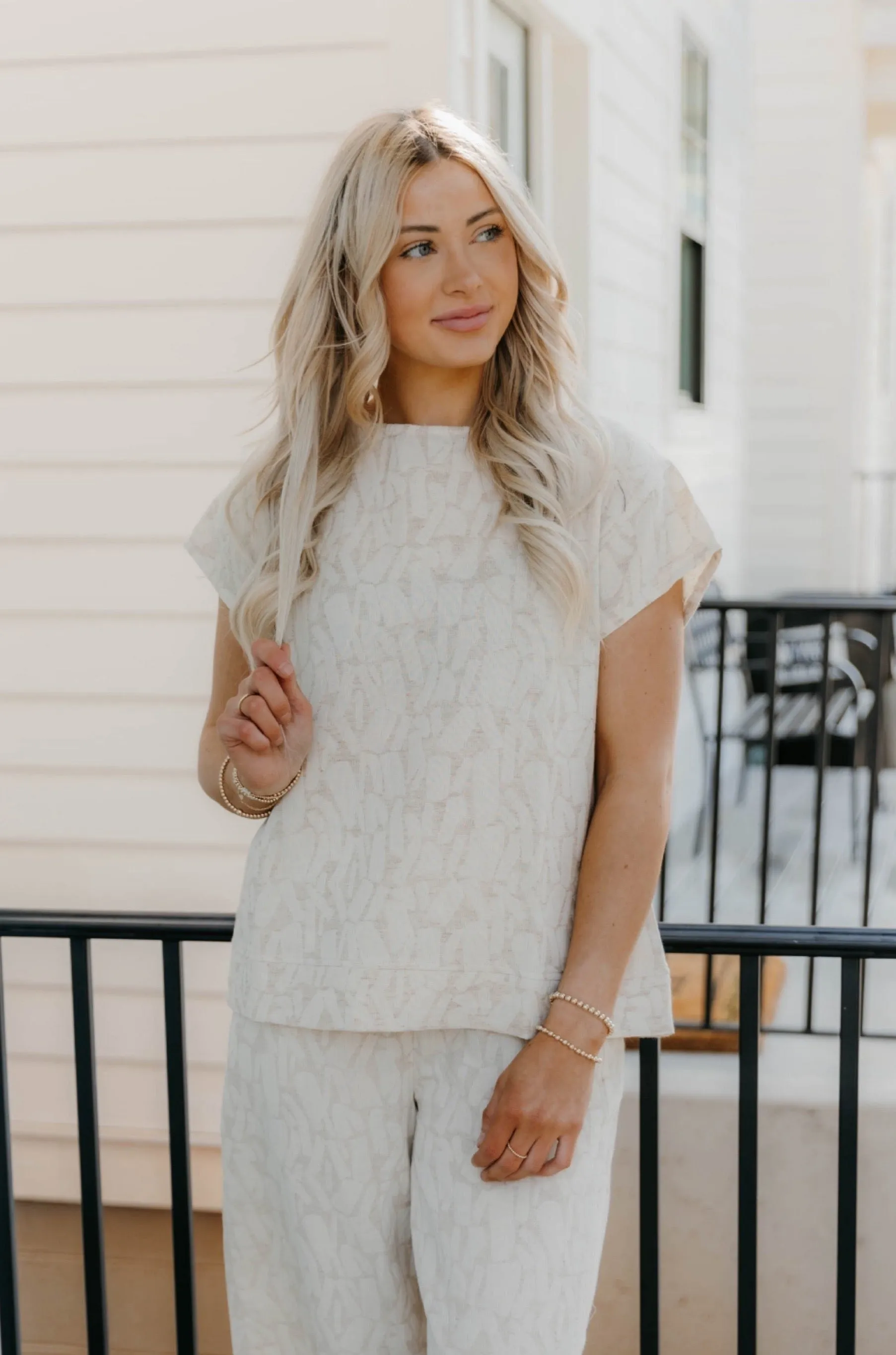 Hailey Woven Linen Short Sleeve Top