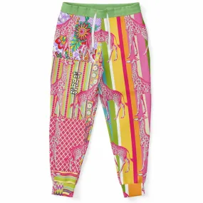 Hello Janis! Yellow Striped Giraffe Patchwork Unisex Eco-Poly Joggers