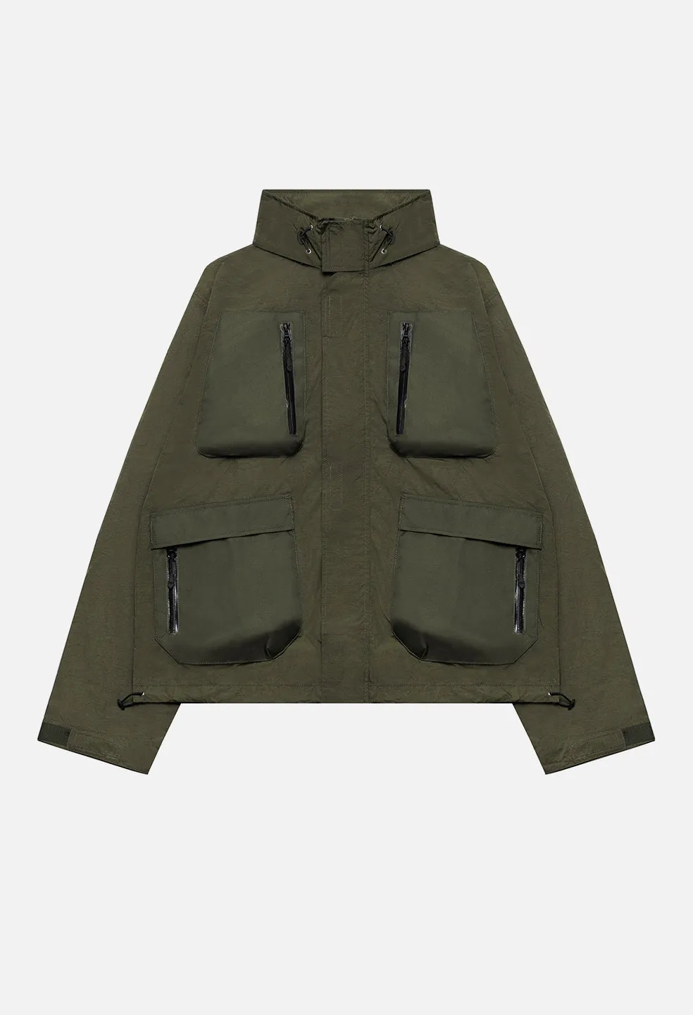 High Shrunk Nylon Parachute Jacket / Olive